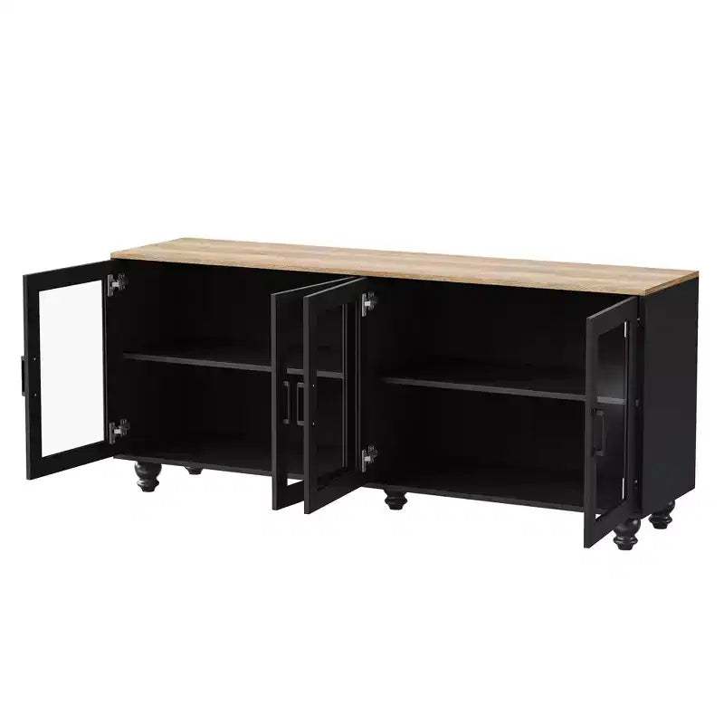 MAYEERTY Modern TV Stand for 100 TVs - Fluted Glass Door, LED Lights, Sliding Door, 2 Drawers, White