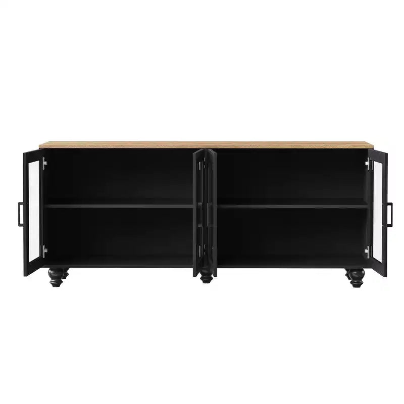 MAYEERTY Modern TV Stand for 100 TVs - Fluted Glass Door, LED Lights, Sliding Door, 2 Drawers, White