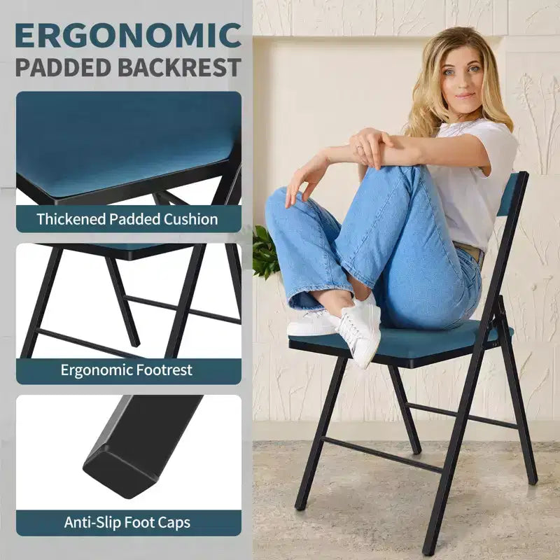 SUGIFT Padded Folding Chairs with Double Hinges