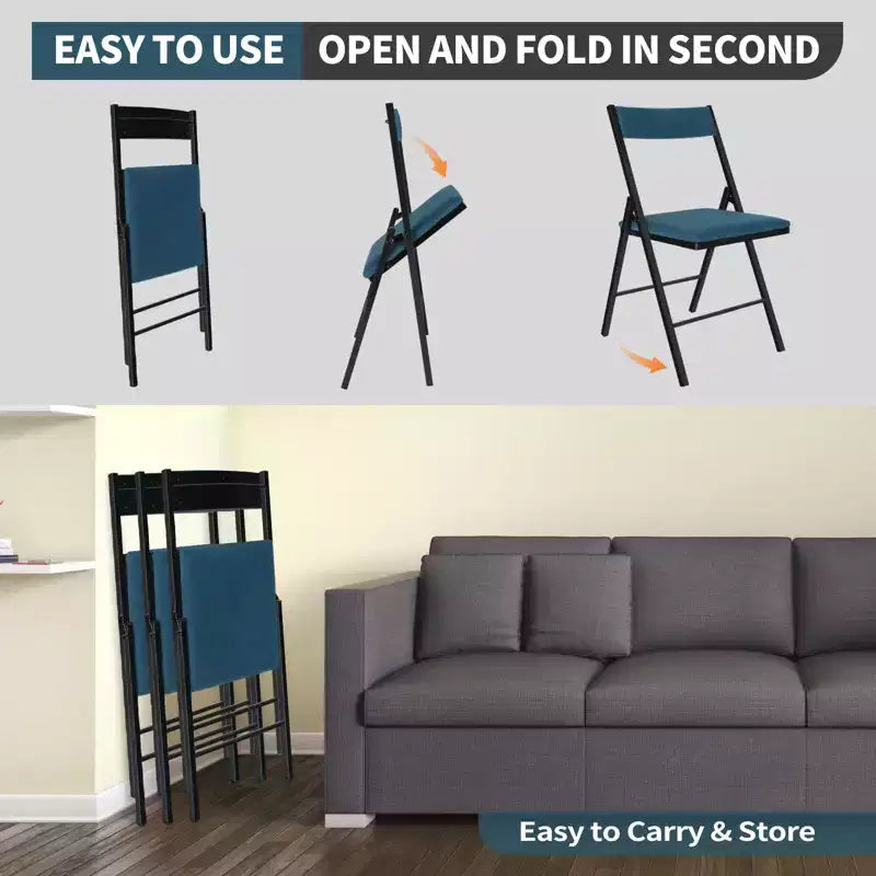 SUGIFT Padded Folding Chairs with Double Hinges