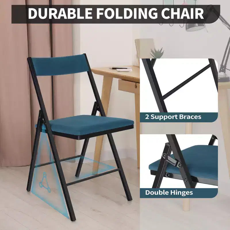 SUGIFT Padded Folding Chairs with Double Hinges