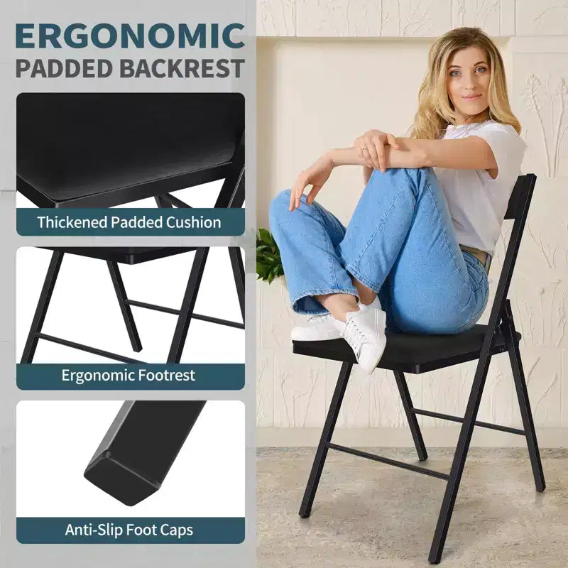 SUGIFT Padded Folding Chairs with Double Hinges