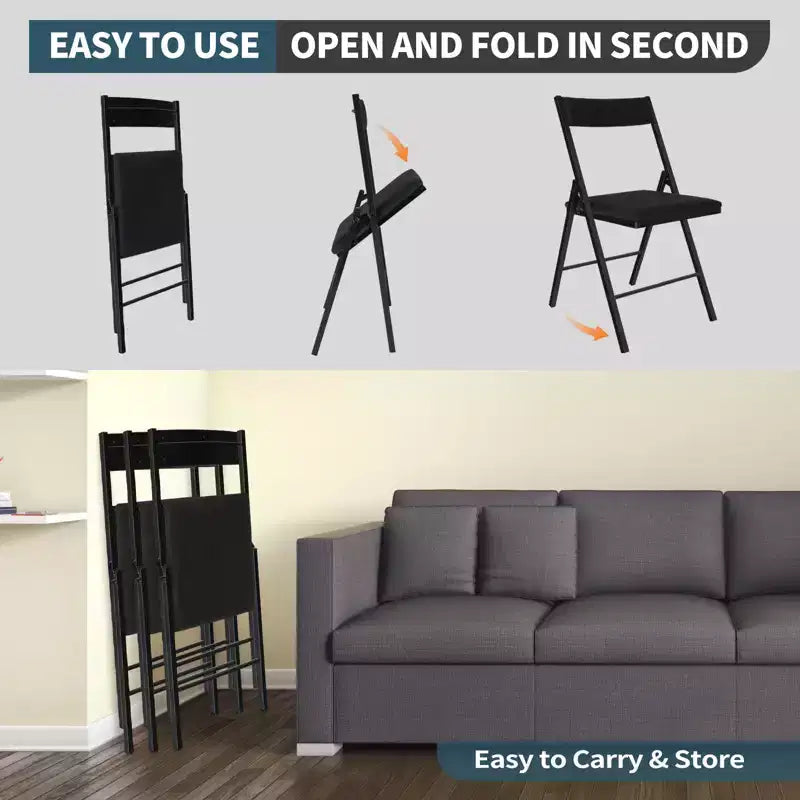SUGIFT Padded Folding Chairs with Double Hinges