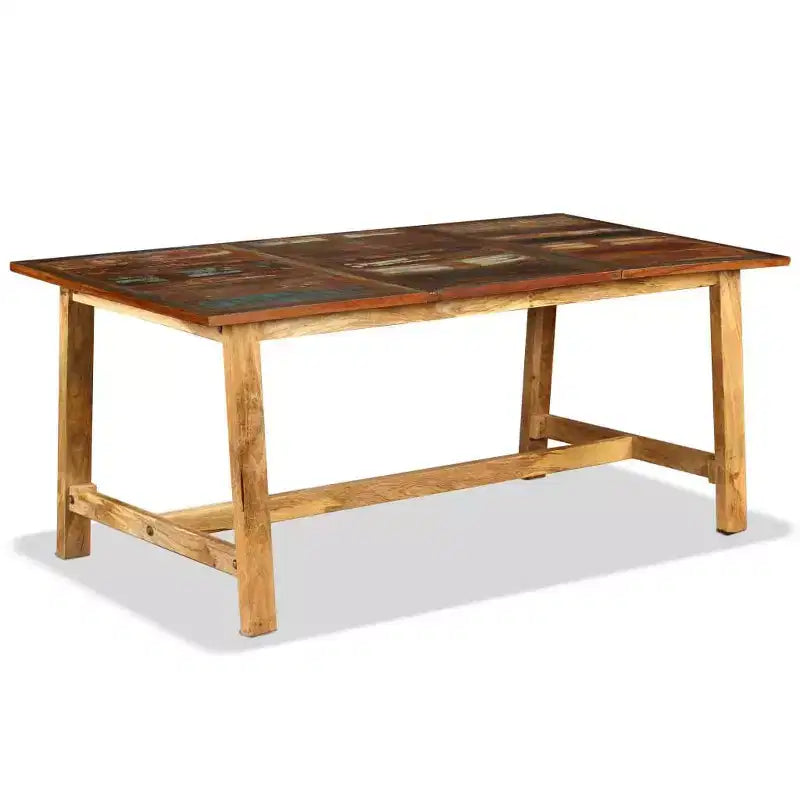 vidaXL Dining Table Multicolored Reclaimed Wood Large Industrial