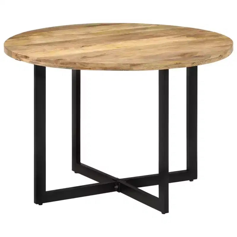 vidaXL Mango Wood Dining Table with Powder-Coated Iron Frame - Retro Style Versatile Dinner Table, 43.3 Diameter
