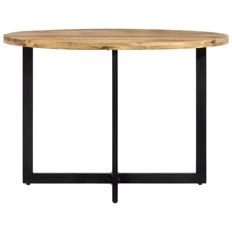 vidaXL Mango Wood Dining Table with Powder-Coated Iron Frame - Retro Style Versatile Dinner Table, 43.3 Diameter