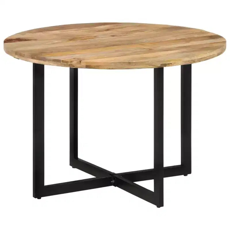 vidaXL Mango Wood Dining Table with Powder-Coated Iron Frame - Retro Style Versatile Dinner Table, 43.3 Diameter
