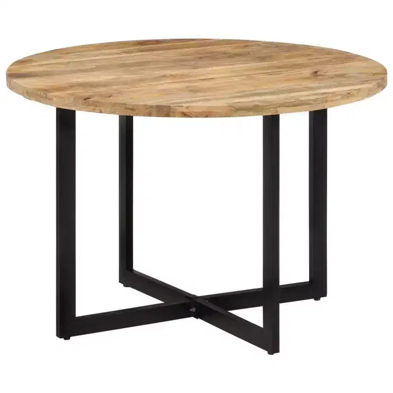 vidaXL Mango Wood Dining Table with Powder-Coated Iron Frame - Retro Style Versatile Dinner Table, 43.3 Diameter