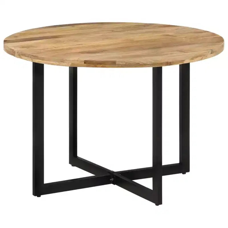 vidaXL Mango Wood Dining Table with Powder-Coated Iron Frame - Retro Style Versatile Dinner Table, 43.3 Diameter