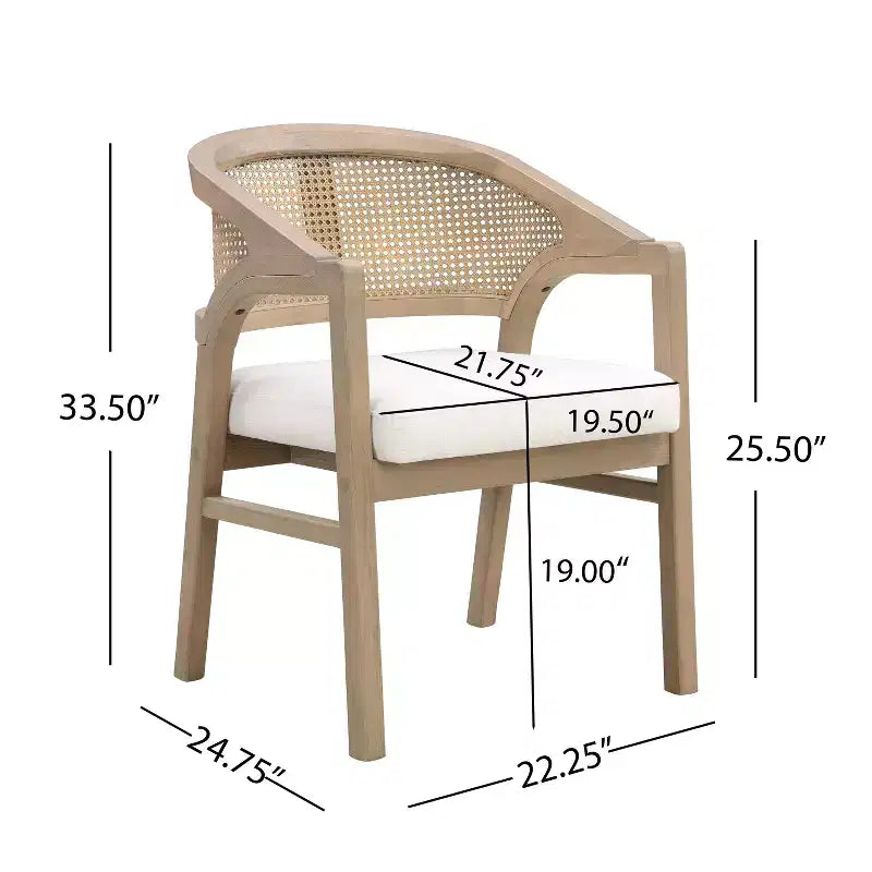 Christopher Knight Home Gween Farmhouse 7 Piece Dining Set with Rubberwood Upholstered Rattan Chairs