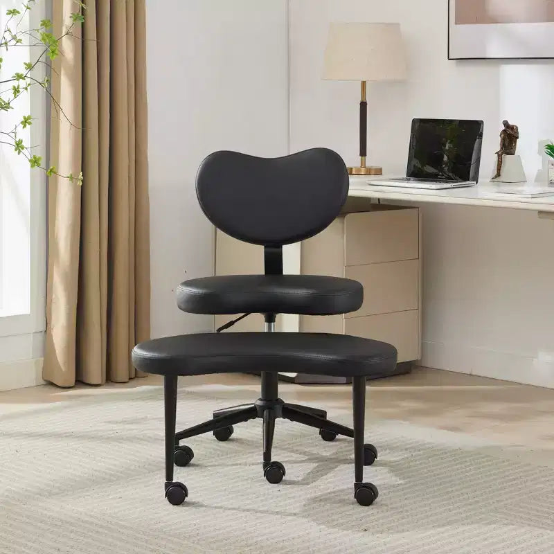 GDFStudio Hazlitt Ergonomic Cross-Legged Adjustable Height Swivel Chair with Wheels