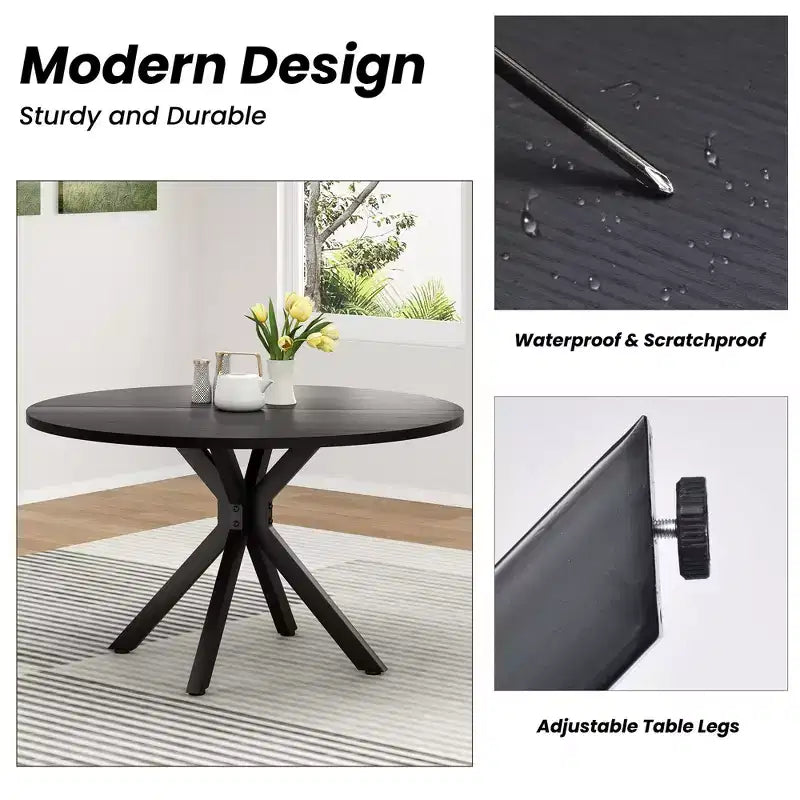 47Round Dining Table, Mid Century Modern Coffee Table for 4-6 Person