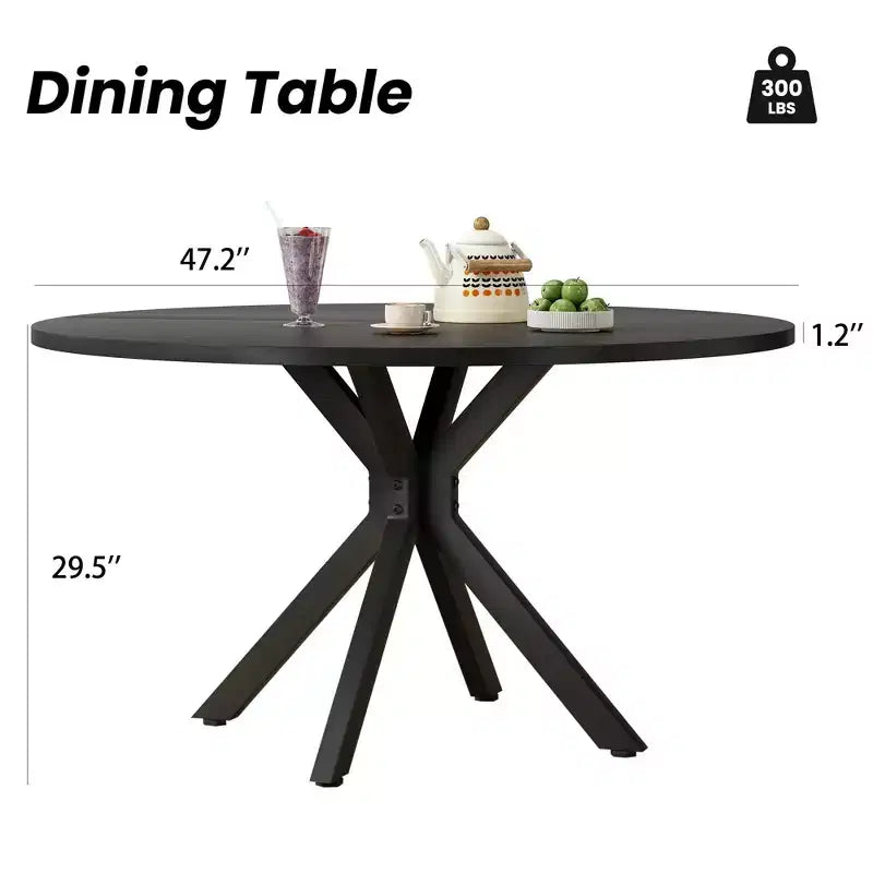 47Round Dining Table, Mid Century Modern Coffee Table for 4-6 Person