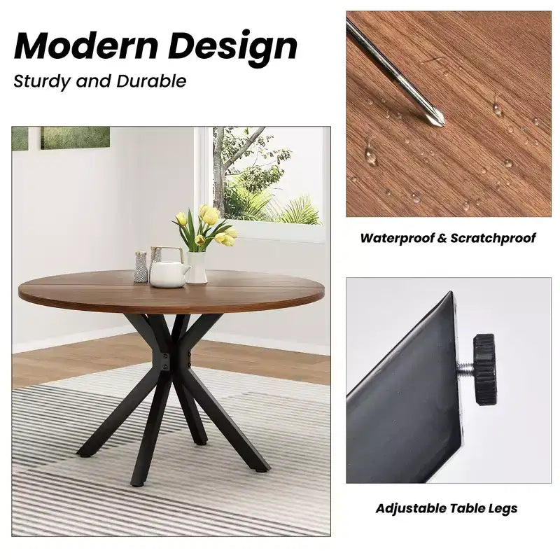 47Round Dining Table, Mid Century Modern Coffee Table for 4-6 Person