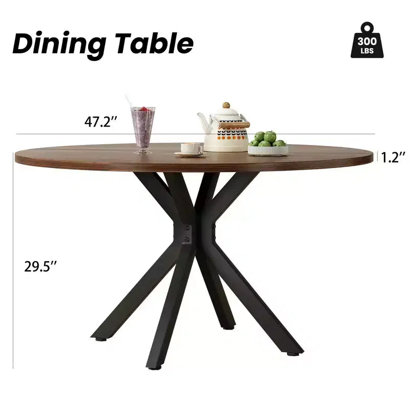 47Round Dining Table, Mid Century Modern Coffee Table for 4-6 Person
