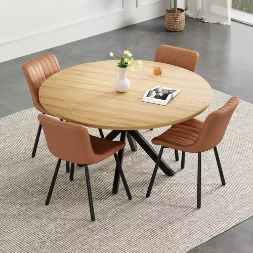 47Round Dining Table, Mid Century Modern Coffee Table for 4-6 Person