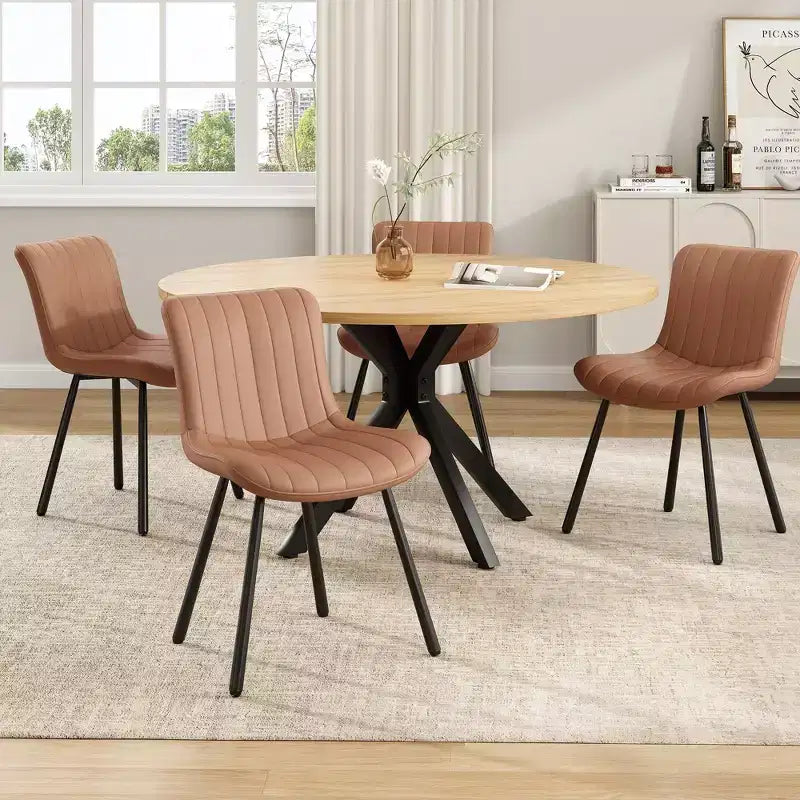47Round Dining Table, Mid Century Modern Coffee Table for 4-6 Person