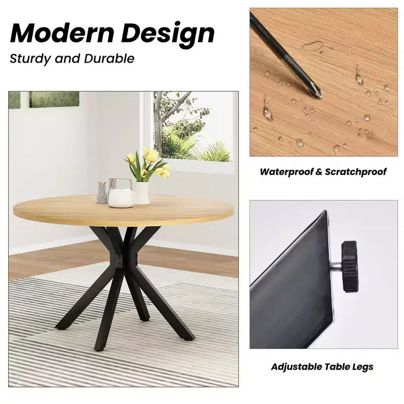47Round Dining Table, Mid Century Modern Coffee Table for 4-6 Person