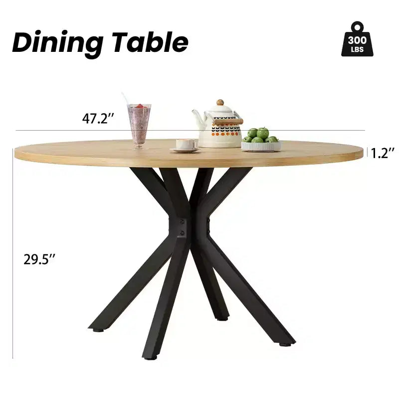 47Round Dining Table, Mid Century Modern Coffee Table for 4-6 Person