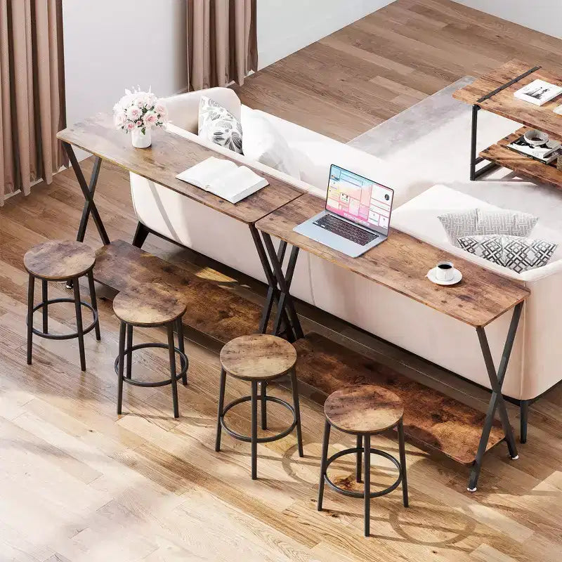 Small Entryway Table, Narrow Hallway Table, 2-Tier Industrial Display Table with Shelves, Couch Table Behind Sofa, Foyer Tables