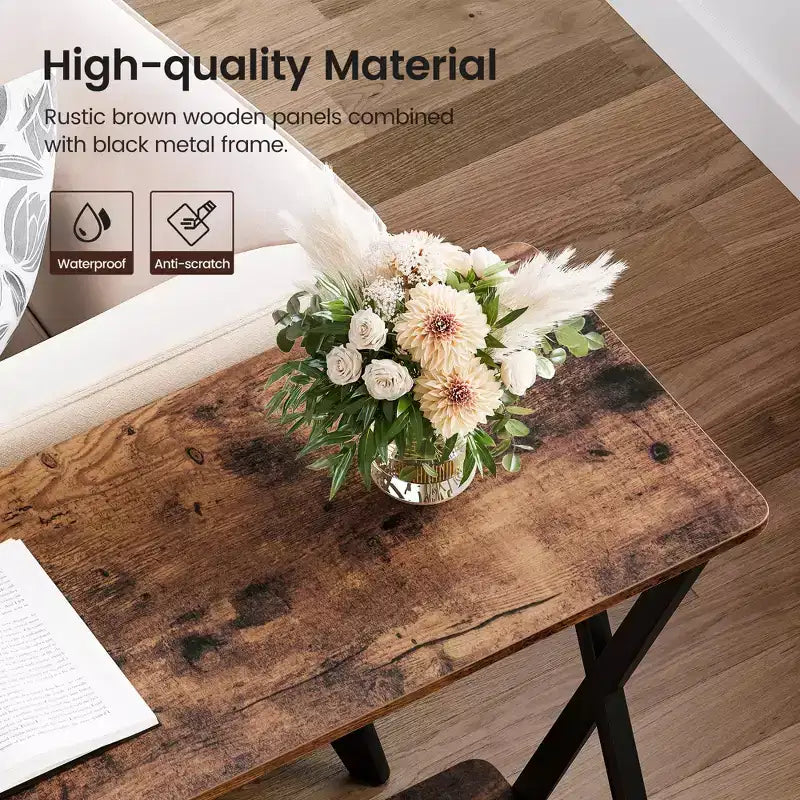 Small Entryway Table, Narrow Hallway Table, 2-Tier Industrial Display Table with Shelves, Couch Table Behind Sofa, Foyer Tables