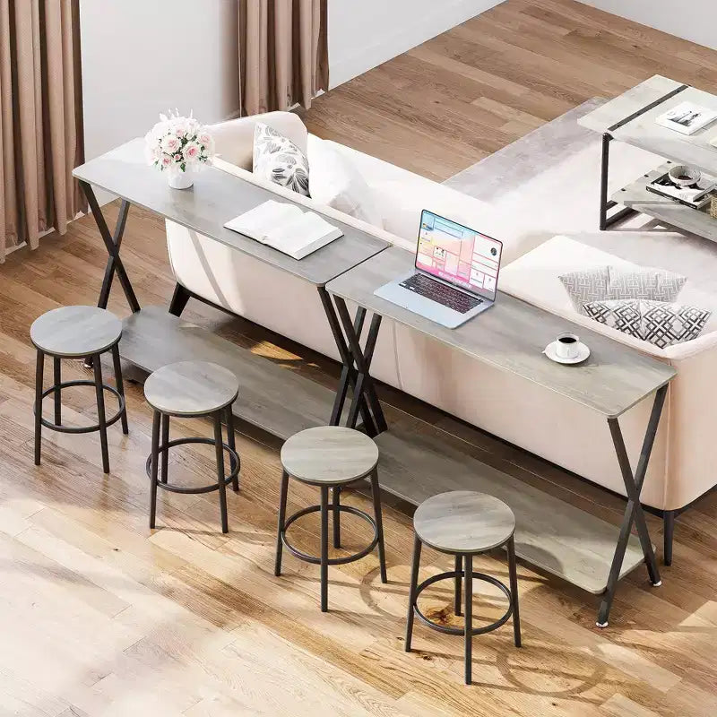 Small Entryway Table, Narrow Hallway Table, 2-Tier Industrial Display Table with Shelves, Couch Table Behind Sofa, Foyer Tables