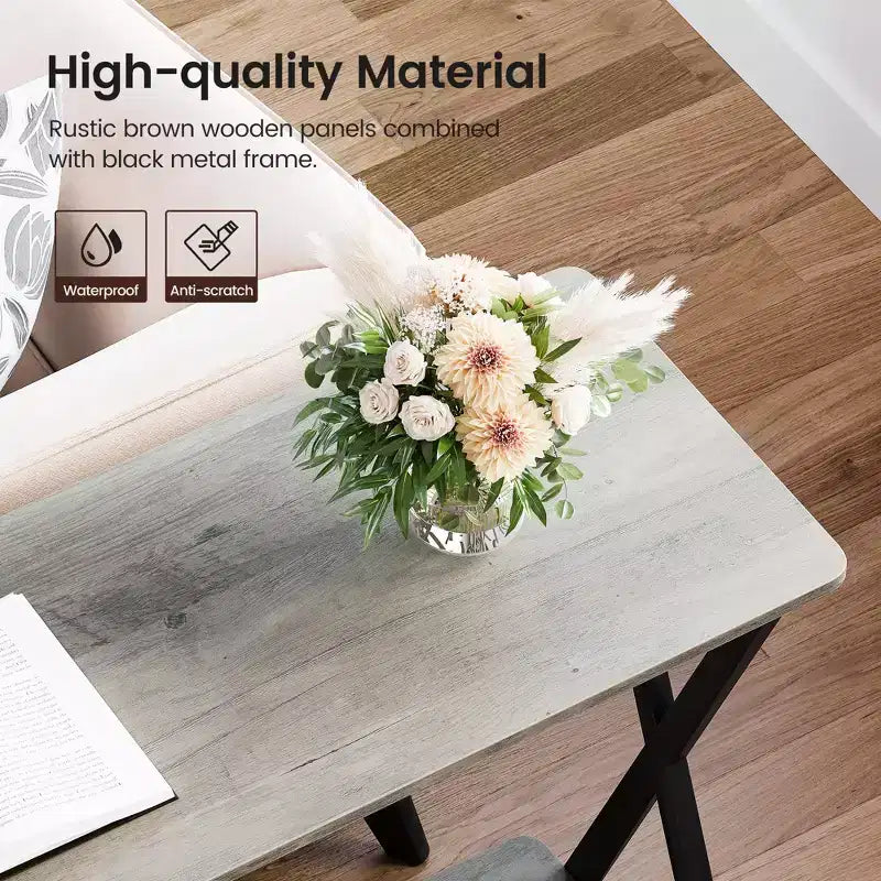 Small Entryway Table, Narrow Hallway Table, 2-Tier Industrial Display Table with Shelves, Couch Table Behind Sofa, Foyer Tables