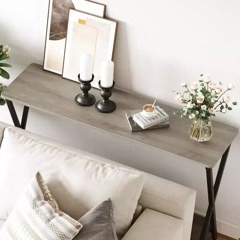 Small Entryway Table, Narrow Hallway Table, 2-Tier Industrial Display Table with Shelves, Couch Table Behind Sofa, Foyer Tables