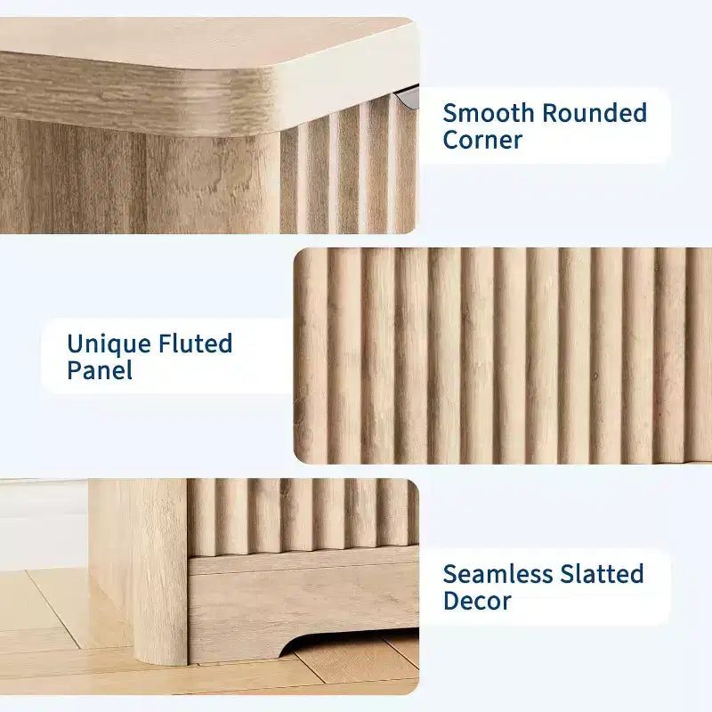GustoWave Grooved 6 Drawer Dresser, Sturdy Clothing Storage, Natural Wood