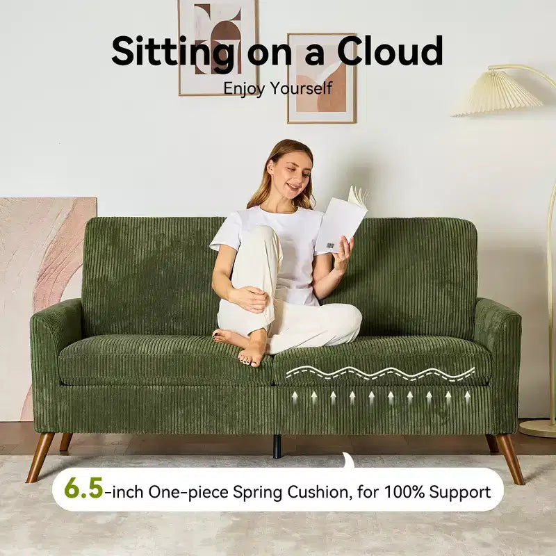 Dyonery 68 Loveseat Sofa, Comfy Couches for Living Room, Mid Century Modern Love Seat Sofa, Tool-Free Setup Small Couches for Bedroom Office