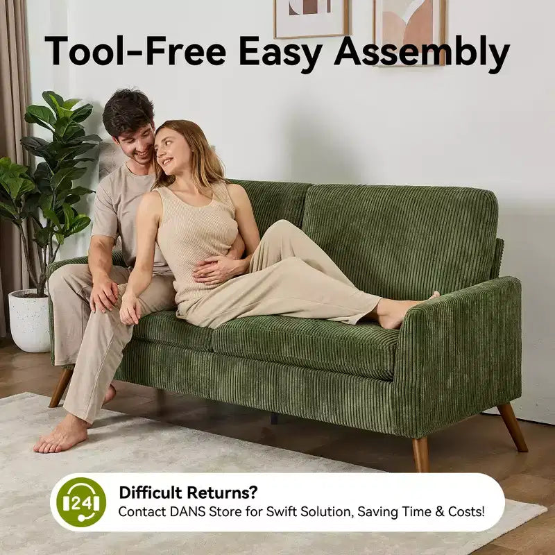 Dyonery 68 Loveseat Sofa, Comfy Couches for Living Room, Mid Century Modern Love Seat Sofa, Tool-Free Setup Small Couches for Bedroom Office