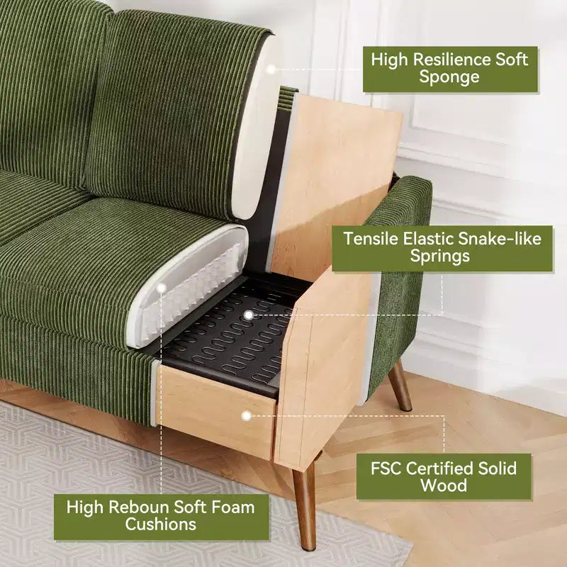 Dyonery 68 Loveseat Sofa, Comfy Couches for Living Room, Mid Century Modern Love Seat Sofa, Tool-Free Setup Small Couches for Bedroom Office