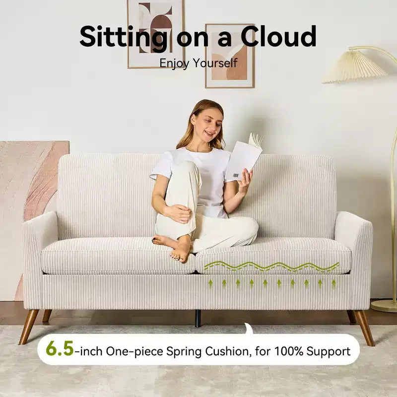 Dyonery 68 Loveseat Sofa, Comfy Couches for Living Room, Mid Century Modern Love Seat Sofa, Tool-Free Setup Small Couches for Bedroom Office
