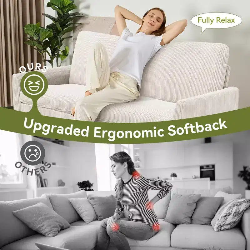 Dyonery 68 Loveseat Sofa, Comfy Couches for Living Room, Mid Century Modern Love Seat Sofa, Tool-Free Setup Small Couches for Bedroom Office