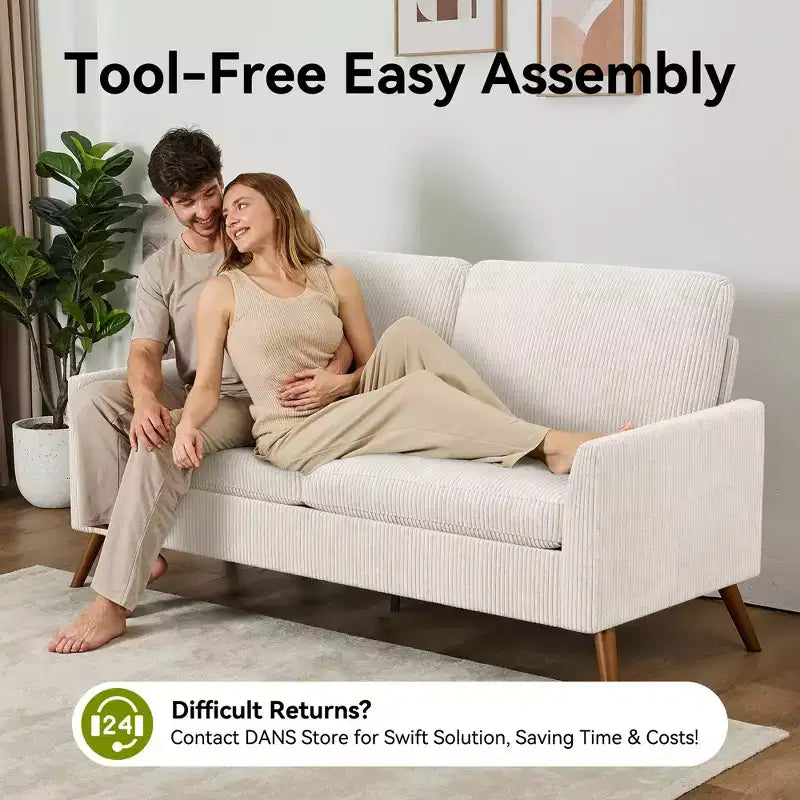 Dyonery 68 Loveseat Sofa, Comfy Couches for Living Room, Mid Century Modern Love Seat Sofa, Tool-Free Setup Small Couches for Bedroom Office
