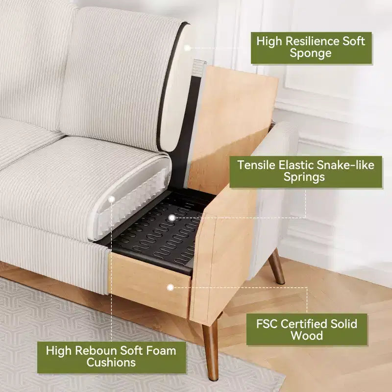 Dyonery 68 Loveseat Sofa, Comfy Couches for Living Room, Mid Century Modern Love Seat Sofa, Tool-Free Setup Small Couches for Bedroom Office