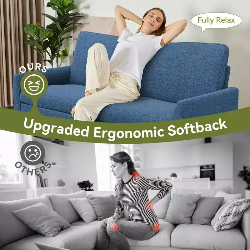 Dyonery 68 Loveseat Sofa, Comfy Couches for Living Room, Mid Century Modern Love Seat Sofa, Tool-Free Setup Small Couches for Bedroom Office