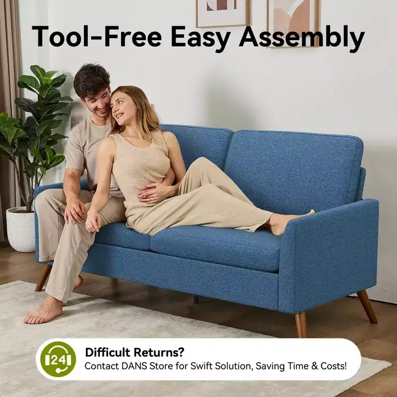 Dyonery 68 Loveseat Sofa, Comfy Couches for Living Room, Mid Century Modern Love Seat Sofa, Tool-Free Setup Small Couches for Bedroom Office