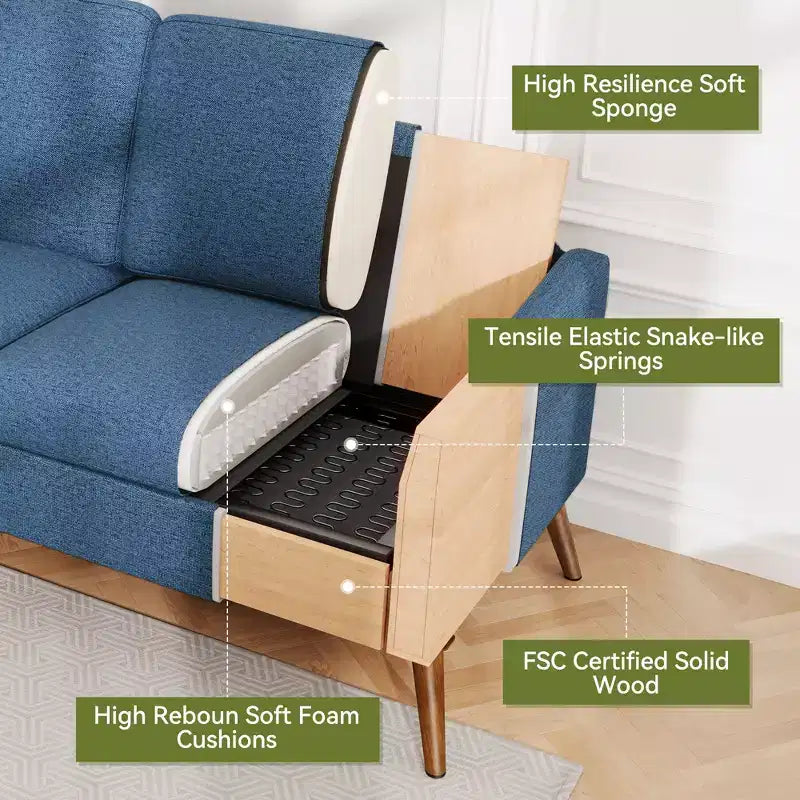Dyonery 68 Loveseat Sofa, Comfy Couches for Living Room, Mid Century Modern Love Seat Sofa, Tool-Free Setup Small Couches for Bedroom Office