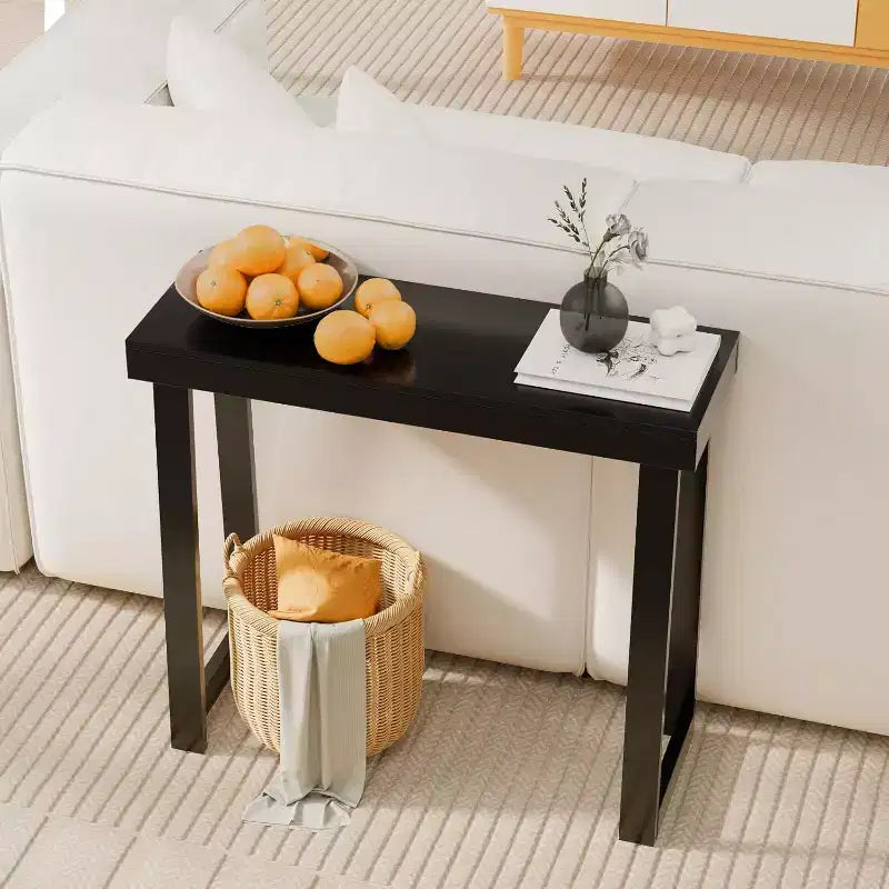 VINGLI 42.9 Console Table, Solid Wood Entryway Table, Narrow Sofa Table for Living Room, Entrance, Natural Wood