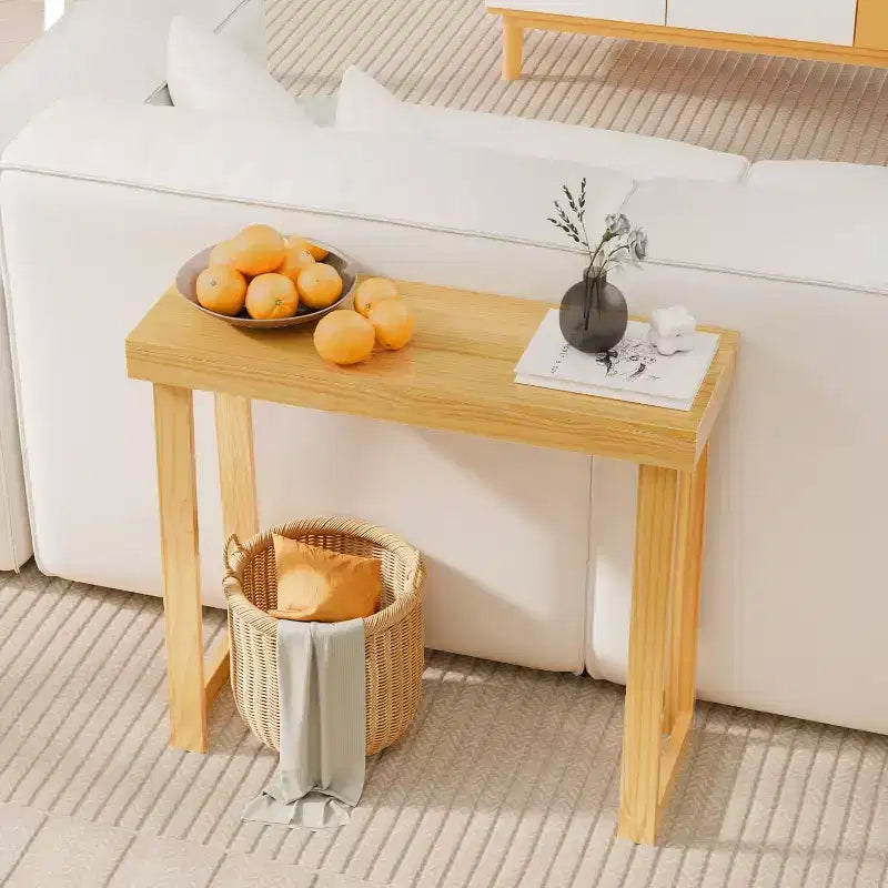 VINGLI 42.9 Console Table, Solid Wood Entryway Table, Narrow Sofa Table for Living Room, Entrance, Natural Wood