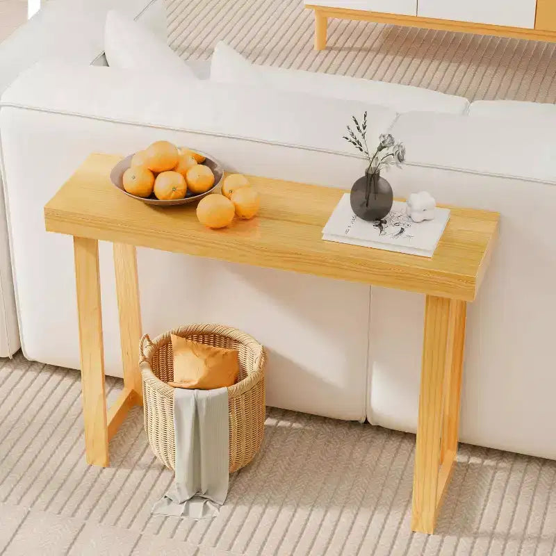 VINGLI 42.9 Console Table, Solid Wood Entryway Table, Narrow Sofa Table for Living Room, Entrance, Natural Wood