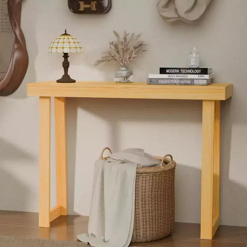 VINGLI 42.9 Console Table, Solid Wood Entryway Table, Narrow Sofa Table for Living Room, Entrance, Natural Wood