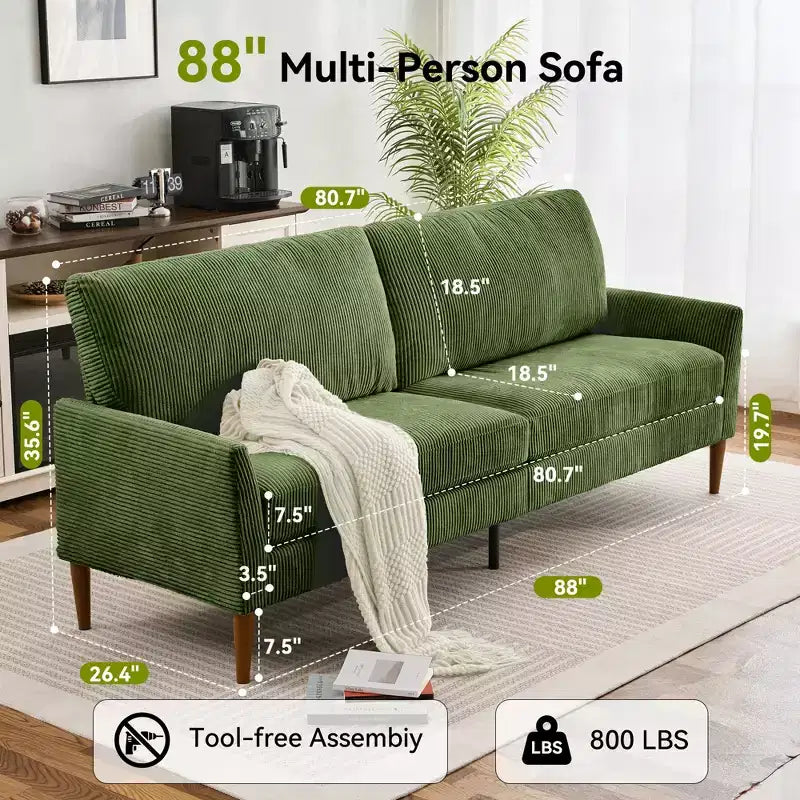 Dyonery 88 Loveseat Sofa, Comfy Couches for Living Room, Modern Oversized Love Seat Sofa, Tool-Free Setup Large Couches for Bedroom Office