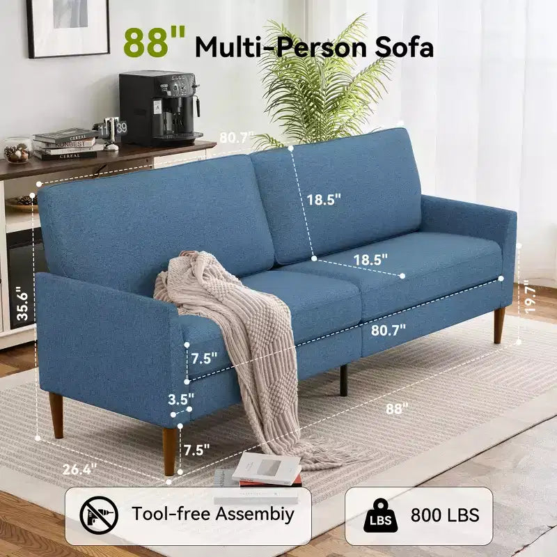 Dyonery 88 Loveseat Sofa, Comfy Couches for Living Room, Modern Oversized Love Seat Sofa, Tool-Free Setup Large Couches for Bedroom Office