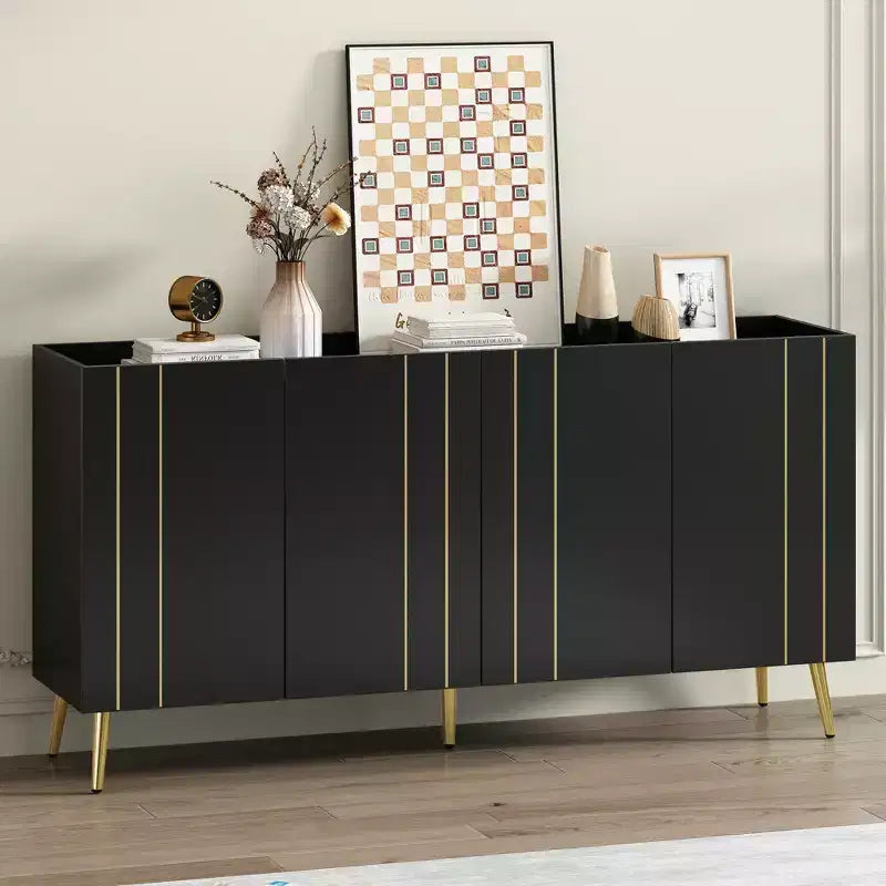 CLIHOME Luxurious Shoe Cabinet with 5 Metal Legs, Modern TV Stand with 4 Adjustable Shelves for TVs Up to 70, Minimalist Sideboard Cabinet