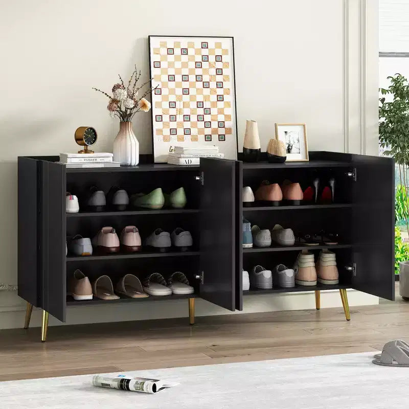 CLIHOME Luxurious Shoe Cabinet with 5 Metal Legs, Modern TV Stand with 4 Adjustable Shelves for TVs Up to 70, Minimalist Sideboard Cabinet