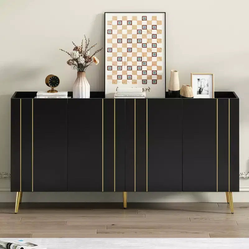 CLIHOME Luxurious Shoe Cabinet with 5 Metal Legs, Modern TV Stand with 4 Adjustable Shelves for TVs Up to 70, Minimalist Sideboard Cabinet