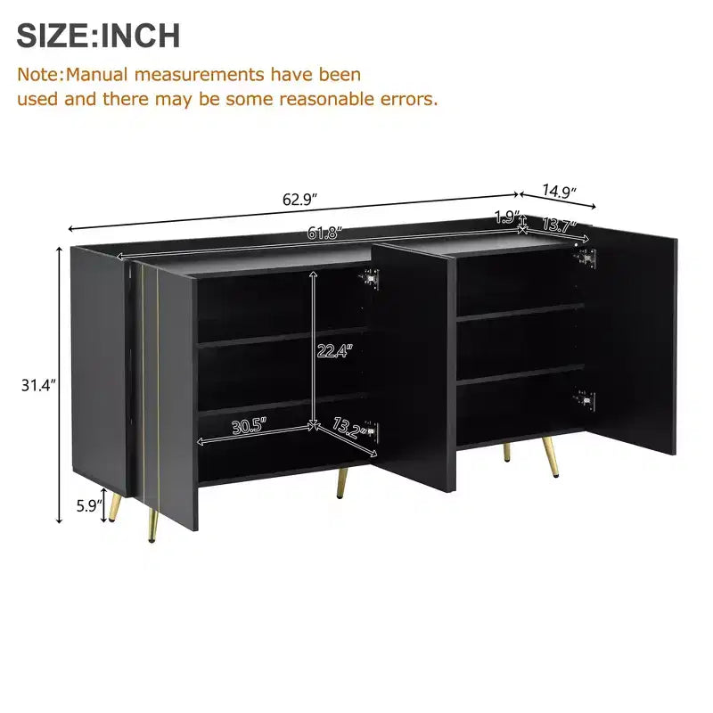 CLIHOME Luxurious Shoe Cabinet with 5 Metal Legs, Modern TV Stand with 4 Adjustable Shelves for TVs Up to 70, Minimalist Sideboard Cabinet