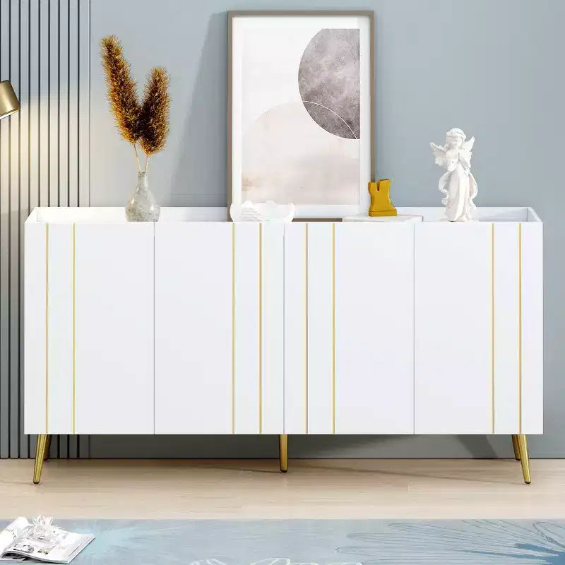CLIHOME Luxurious Shoe Cabinet with 5 Metal Legs, Modern TV Stand with 4 Adjustable Shelves for TVs Up to 70, Minimalist Sideboard Cabinet